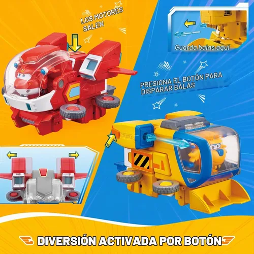 Vista 3 de Super Wings Juguetes Transformables, Robot de Equipamiento Super Mecha Donnie de 7 pulgadas y Traje Transformable de 2 pulgadas, Figuras de Coches
