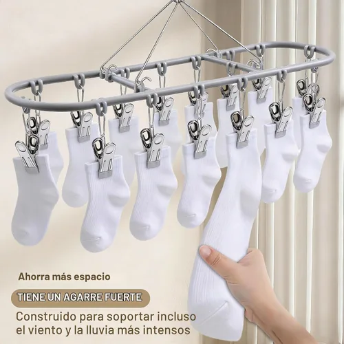 Vista 6 de percha de calcetines para secar sujetador rack ropa interior panty bebé Gris oscuro (20 clips)