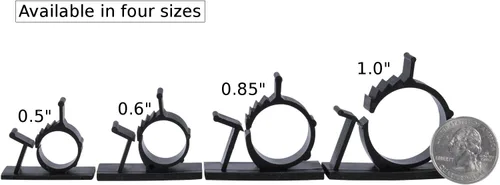 Vista 4 de JacobsParts V1 Clips adhesivos para gestión de cables, abrazadera ajustable de 0.5 pulgadas, color negro (paquete de 25)