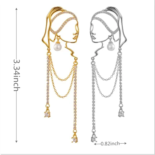 Vista 7 de Aretes de arte abstracto únicos para mujer, niña, borla de araña, joyería de moda, Latón, Circonia cúbica
