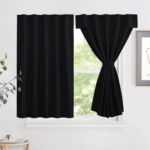 Vista 15 de NICETOWN Biscotti - Cortinas opacas para puerta francesa, color beige, 72 pulgadas de largo Cortina de ventana portátil de granja autoadhesiva