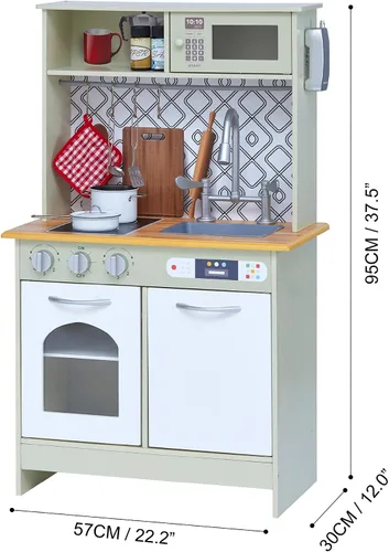 Vista 7 de Teamson Kids - Little Chef Boston Modern Play Kitchen - Verde oliva/Blanco 22.25 x 12 x 37.5 pulgadas