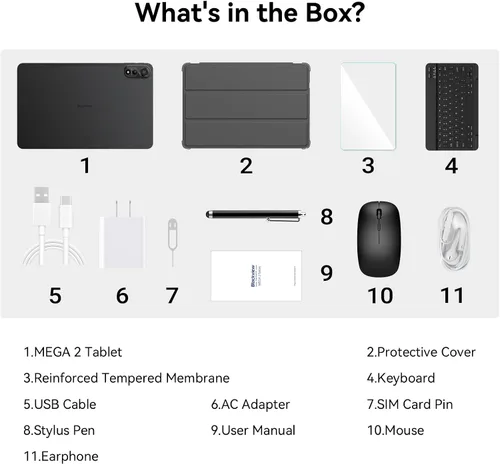Vista 9 de Tableta Blackview Android con teclado, tableta grande de 12 pulgadas, tabletas computadora con Gemini AI, lápiz, 24GB+128GB/2TB, pantalla 2K FHD+