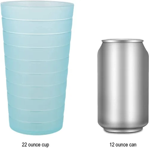 Vista 6 de Vasos de 22 onzas y platos llanos de 10 pulgadas reutilizables, sin BPA y aptos para lavavajillas en 6 colores surtidos, juego de 24 para uso diario