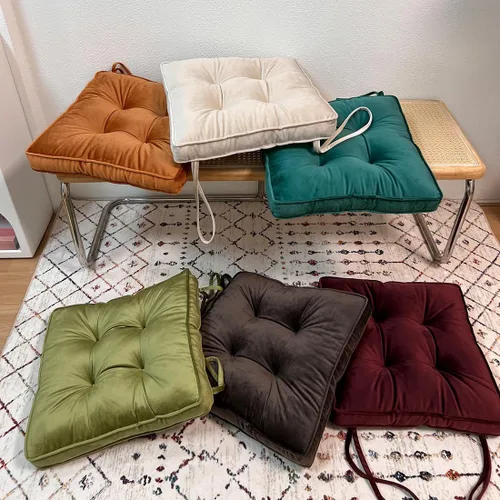 Vista 3 de vctops Almohadillas de Silla de Terciopelo Suave con Lazos Cómodo Cojín de Asiento Sólido para Sillas de Comedor, Sillas de Oficina, Pisos de Madera