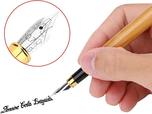 Vista 5 de Fafeicy 1 pluma estilográfica de arte de caligrafía, punta ancha con punta de cincel para escritura gótica árabe itálica, regalo para caligrafistas