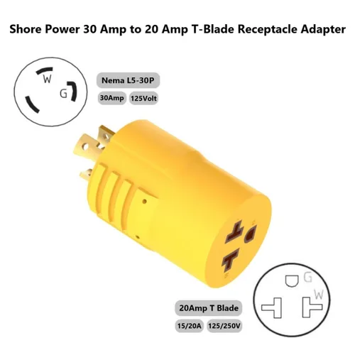 Vista 3 de Shore-Power 30 Amp a 20 Amp RV Generator Adapter Marine 30Amp a 15Amp/20A