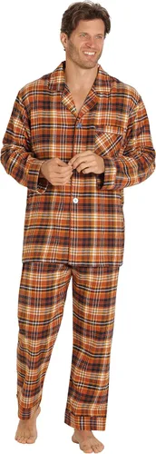 Vista 7 de EVERDREAM Pijama de franela para hombre, conjunto largo de pijama 100% algodón Tela a cuadros violetas