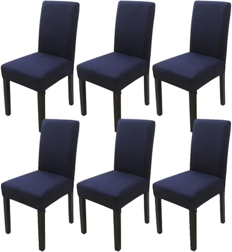 Vista 26 de Chickwin Paquete de 2 fundas elásticas para sillas de comedor, fundas elásticas negras para sillas de cocina, de elastano, sin brazos, ideales