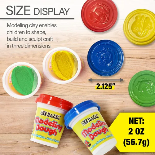 Vista 2 de BAZIC Products Arcilla para modelar 4 colores, colores surtidos, masa, manualidades, regalo no tóxico para artistas (paquete de 8 onzas), 36 paquetes