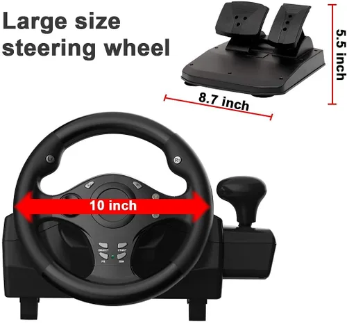 Vista 2 de DOYO Game Racing Wheel with Pedals, 270 Steering Wheels PC with Force Feedback, Racing Steering Wheel compatible with PS4, Xbox Series XS, Xbox
