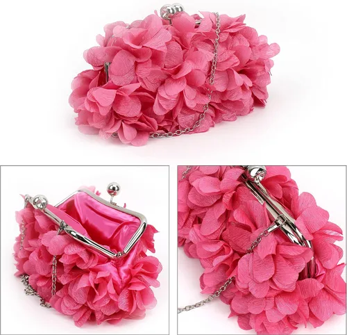 Vista 3 de Buddy - Bolso de mano de satén suave para mujer, con forma de rosa, para boda, fiesta