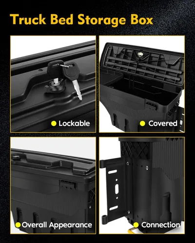 Vista 4 de OCPTY Caja de almacenamiento con cerradura para caja de camioneta lateral del pasajero, compatible con Ford F-150 2015-2022 Caja de almacenamiento