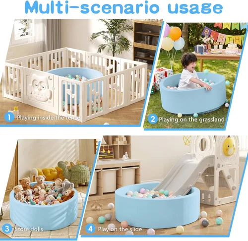 Vista 9 de SHJADE Piscina de pelotas de espuma para niños pequeños, 35.4"x 11.8" Piscina de pelotas para niños, Piscina de pelotas redonda suave para bebés