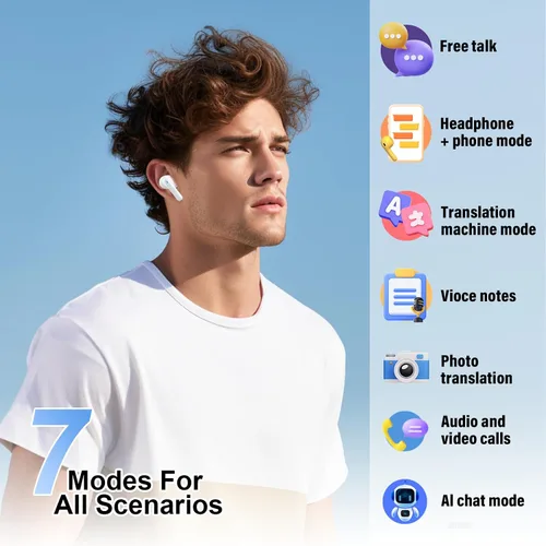 Vista 3 de Auriculares inalámbricos, Bluetooth 5.4 Auriculares estéreo y llamadas