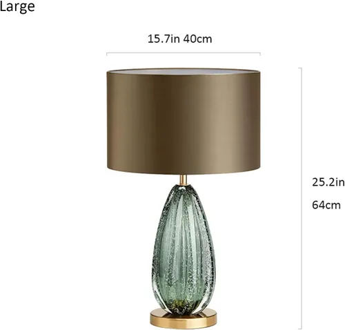 Vista 2 de LED Desk Lamp Post-Modern Style Desk Lamps with Green Glass for Living Room, Bedroom, Office. Nightstand Lamp Desk Lamp Large Vintage Table Lamp for