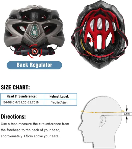 Vista 7 de Casco de bicicleta para hombre y mujer, casco de bicicleta Shinmax con luz trasera y visera desmontable