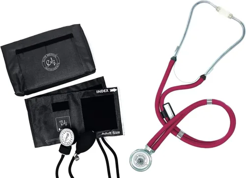Vista 9 de EMI EBE-340 Sprague Rappaport - Estetoscopio con esfigmomanómetro aneroide negro manual para presión arterial (celeste/negro)