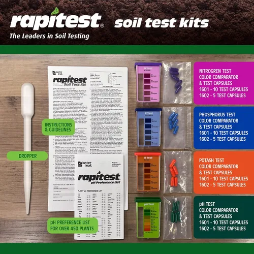 Vista 7 de Kit de prueba de suelo Rapitest para jardines, verduras, flores y céspedes. El probador de suelo diseñado y ensamblado en EE. UU. mide/analiza