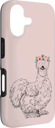 Vista 3 de Silkie Chicken with Floral Headband Farm Animal Funda para iPhone 17