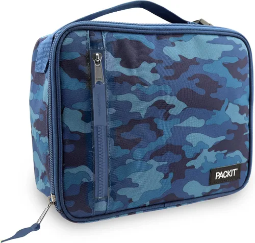 Vista 4 de PackIt Lonchera clásica congelable, camuflaje azul y caja de aperitivos congelable, camuflaje carbón