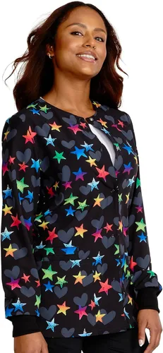 Vista 6 de Cherokee Impresiones Mujeres Calentamiento Scrubs Chaqueta Snap Front CK321