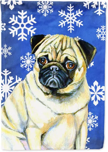 Vista 61 de Caroline's Treasures SC9374GF Bulldog English Snow flakes Holiday Garden Flag Buzón Bandera decorativa para patio exterior, patio, obras de arte