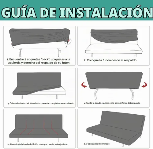 Vista 6 de YEMYHOM Funda para Futón Diseño Jacquard Más Reciente de Alta Elasticidad para Sofá Cama sin Brazos, Protector de Muebles Antideslizante con Parte