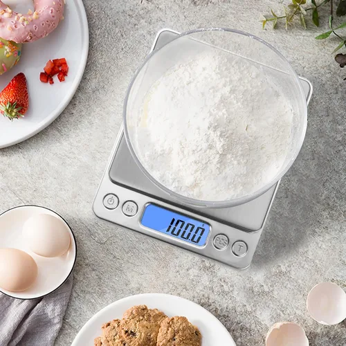 Vista 6 de Balanza digital de cocina, de bolsillo. Pesa desde 0.01 hasta 500 gramos. Balanza de precisión, portátil, para pesar alimentos, joyas