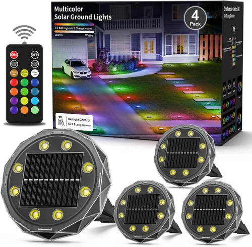 Vista 10 de Luces solares que cambian de color con control remoto, paquete de 10 luces