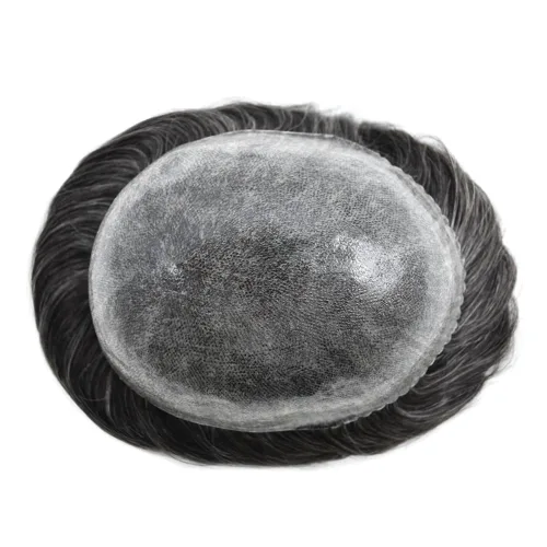Vista 118 de Toupee para hombre 100% cabello humano real tupé para hombres 0.004 in piel de poliuretano para hombre, sistema de reemplazo de piezas de pelo