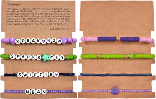 Vista 3 de Gpurplebud 4Pcs Taylor Bracelets Eras Tour Outfits Swiftie Lover 1989 Reputation Speak now Fearless Midnight Taylor Outfit Friendship Music Gifts