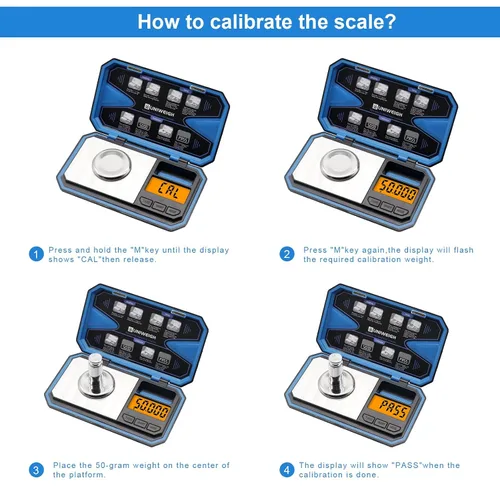 Vista 5 de Báscula de miligramo, escala de precisión de 1.76 oz/0.00 oz con peso cal de 1.76 oz Compact Pocket Mg Scale for Power Medicine,Reloading,Jewelry