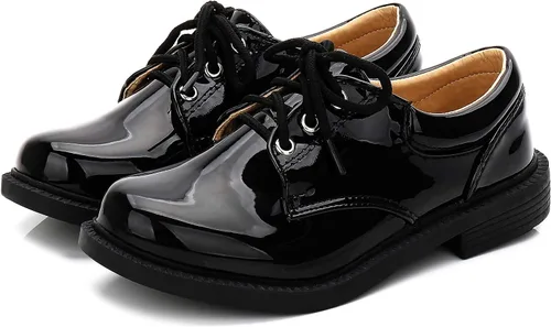 Vista 6 de Zapatos de esmoquin brillantes para niños, zapatos Oxford de vestir de charol para niños