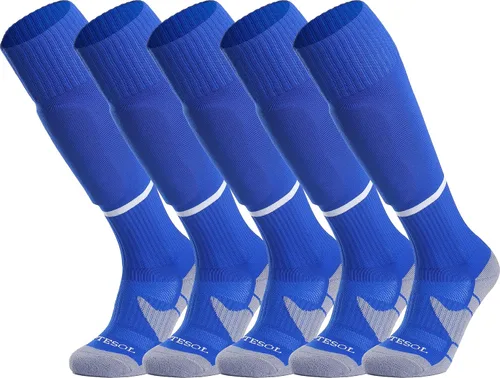 Vista 13 de APTESOL - Calcetas de fútbol hasta la rodilla (paquetes de 1/3/5) Calcetas acojinadas para niños, jóvenes, adultos, para equipos deportivos OTC