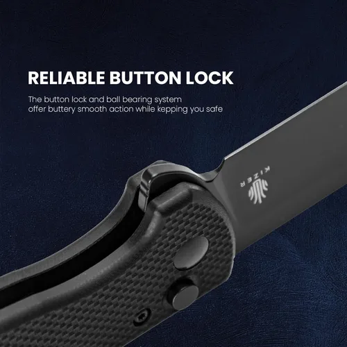 Vista 4 de Kizer Amicus Cuchillo de bolsillo pequeño, 2.95 pulgadas 9Cr18MoV hoja de acero, mango negro G10 plegable EDC cuchillo L3002A1