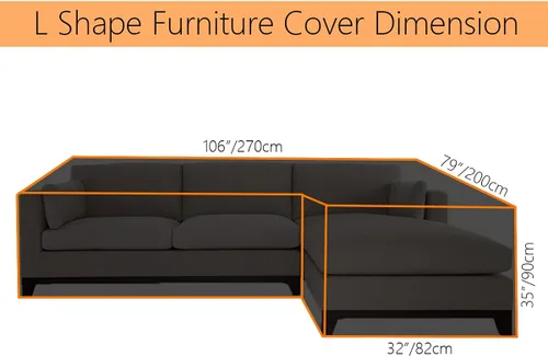 Vista 6 de Funda de sofá seccional impermeable en forma de L, para exteriores, a prueba de polvo, anti-UV, para césped, jardín, interior, con hebilla