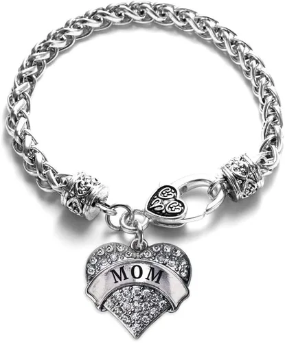 Vista 145 de Pulsera de plata con dije de corazón pavé con joyas de circonita cúbica