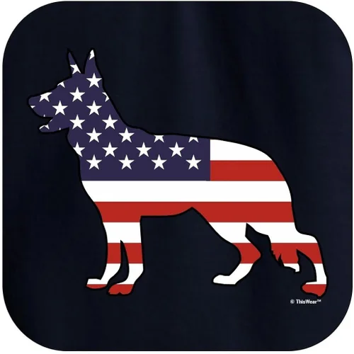 Vista 2 de Sudadera con capucha de perro patriótico con diseño de pastor alemán con bandera americana