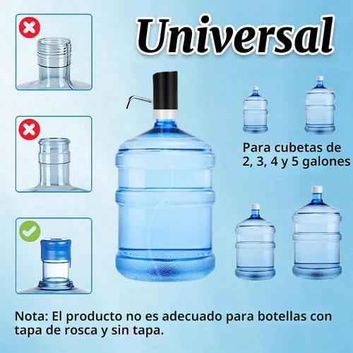Vista 4 de Bomba de mesa de agua, bomba de agua eléctrica de portabilidad con cable de datos USB, bomba automática de botella de agua potable negra