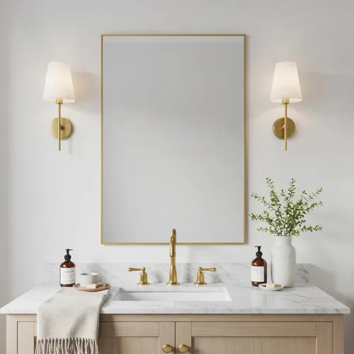 Vista 11 de LEDLUX Espejo de baño negro de 20 x 36 pulgadas, espejo sin cobre, espejo de tocador con marco de aleación de aluminio, espejo rectangular montado
