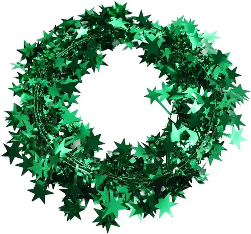 Vista 12 de Guirnalda de oropel brillante con alambre, guirnalda metálica de Navidad de estrella pequeña para árbol de Navidad, hogar, boda, fiesta, adorno Azul