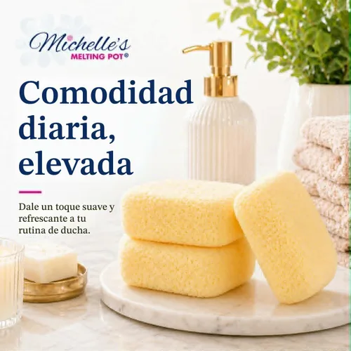 Vista 6 de Michelle's Melting Pot Esponja de baño de espuma para ducha, 3 unidades (amarillo suave)