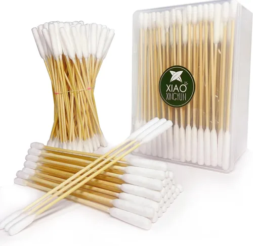 Vista 8 de 100 hisopos de algodón de 6 pulgadas de largo en caja, hisopos de algodón grandes profesionales con mango de bambú, hisopos de doble cara