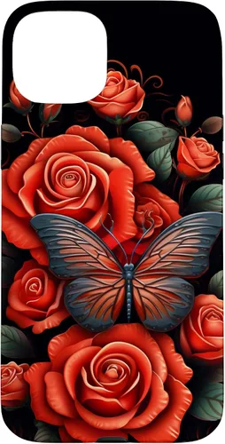 Vista 9 de Cute Butterfly Red Floral Flower Butterfly Rose Case for iPhone 17