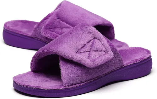 Vista 16 de SOLLBEAM - Pantuflas ortopédicas para mujer con soporte de arco para fascitis plantar, ajustables, con copa para el talón, acogedoras, para damas