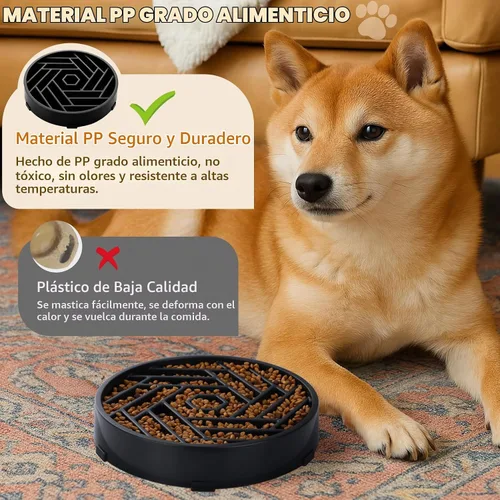 Vista 9 de WHIPPY Cuenco para perros de alimentación lenta, diseño de laberinto de rompecabezas para reducir la velocidad de comer, capacidad de 3 tazas Negro