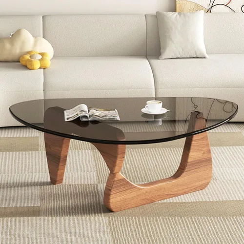 Vista 11 de Mesa de centro moderna de cristal, mesa de centro pequeña de mediados de siglo, mesa de centro para sala de estar, adecuada para dormitorio, sala