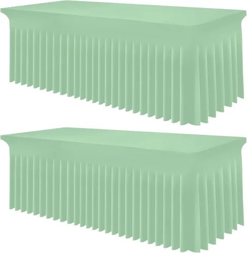 Vista 22 de Smiry Mantel de Spandex, Mantel Elástico Ajustable Extensible para Mesas Rectangulares de 6 Pies, Falda Cubierta de Mesa Impermeable y Lavable