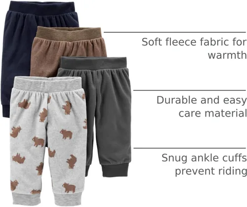 Vista 9 de Simple Joys by Carter's Paquete de 4 pantalones de forro polar unisex para bebé